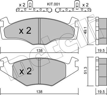 Metelli 22-0045-1K - Brake Pad Set, disc brake autospares.lv