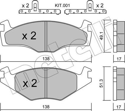 Metelli 22-0045-2K - Brake Pad Set, disc brake autospares.lv