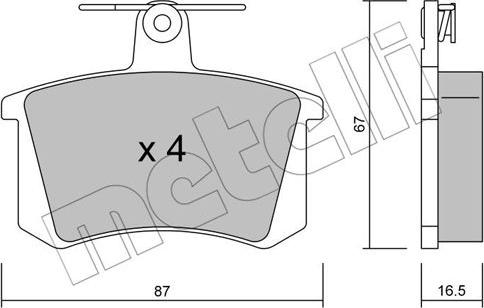 Metelli 22-0048-0 - Brake Pad Set, disc brake autospares.lv