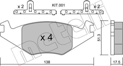 Metelli 22-0047-0K - Brake Pad Set, disc brake autospares.lv