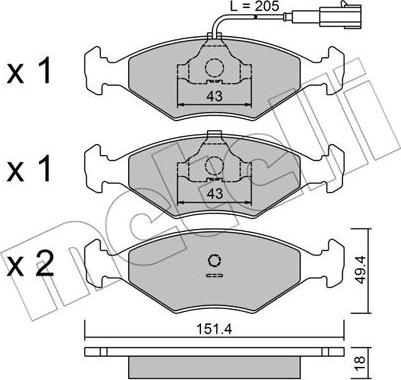 Metelli 22-0057-4 - Brake Pad Set, disc brake autospares.lv