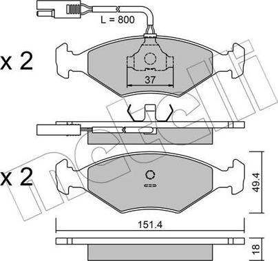 Metelli 22-0057-0 - Brake Pad Set, disc brake autospares.lv