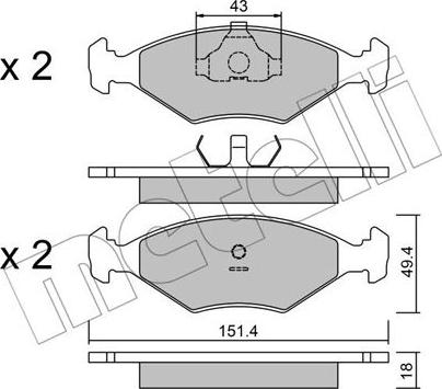 Metelli 22-0057-3 - Brake Pad Set, disc brake autospares.lv