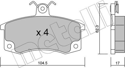 Metelli 22-0062-0 - Brake Pad Set, disc brake autospares.lv