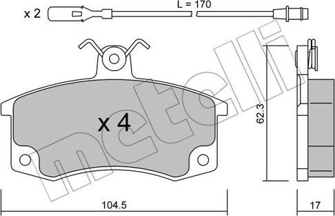 Metelli 22-0062-1 - Brake Pad Set, disc brake autospares.lv