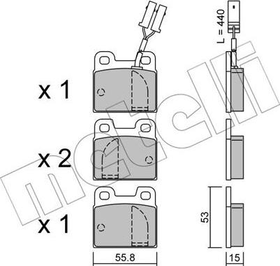 Metelli 22-0009-1 - Brake Pad Set, disc brake autospares.lv