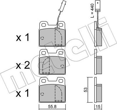 Metelli 22-0009-2 - Brake Pad Set, disc brake autospares.lv