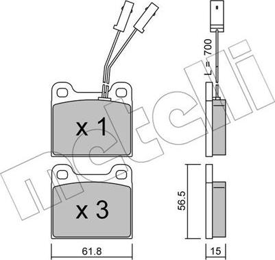 Metelli 22-0003-1 - Brake Pad Set, disc brake autospares.lv