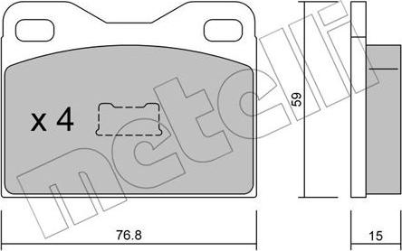 Metelli 22-0015-0 - Brake Pad Set, disc brake autospares.lv