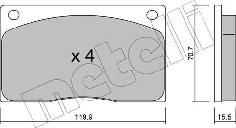 Metelli 22-0089-0 - Brake Pad Set, disc brake autospares.lv