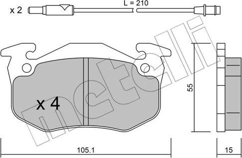 Metelli 22-0036-2 - Brake Pad Set, disc brake autospares.lv
