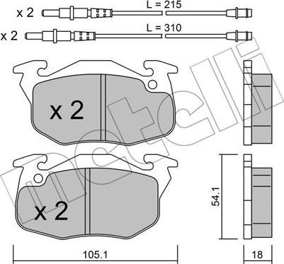 Metelli 22-0037-4 - Brake Pad Set, disc brake autospares.lv