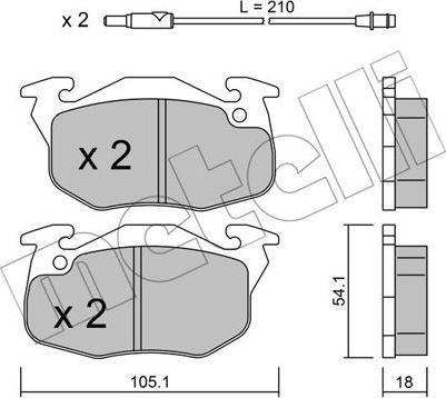 Metelli 22-0037-0 - Brake Pad Set, disc brake autospares.lv