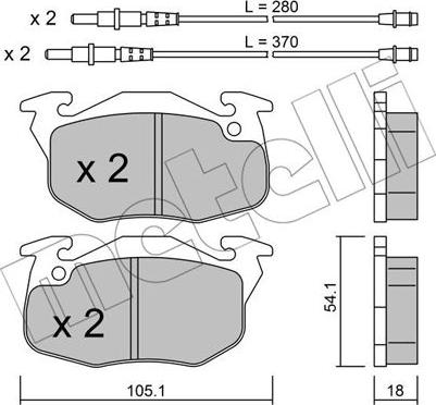 Metelli 22-0037-1 - Brake Pad Set, disc brake autospares.lv
