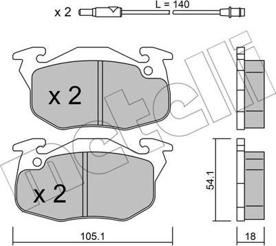 Metelli 22-0037-2 - Brake Pad Set, disc brake autospares.lv