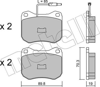 Metelli 22-0021-0 - Brake Pad Set, disc brake autospares.lv