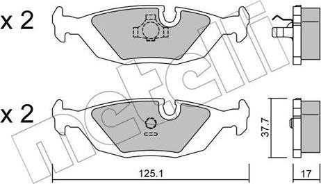 Metelli 22-0070-1 - Brake Pad Set, disc brake autospares.lv