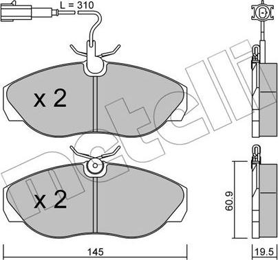 Metelli 22-0154-1 - Brake Pad Set, disc brake autospares.lv