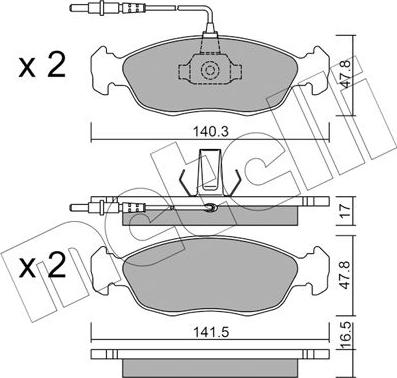 Metelli 22-0156-0 - Brake Pad Set, disc brake autospares.lv