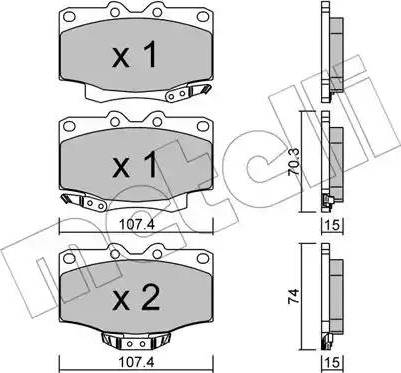 Metelli 22-0152-0 - Brake Pad Set, disc brake autospares.lv