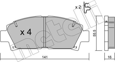 Metelli 22-0166-0 - Brake Pad Set, disc brake autospares.lv
