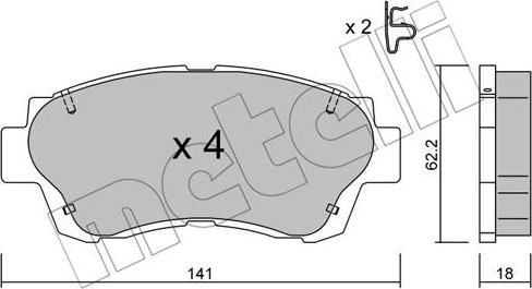 Metelli 22-0167-0 - Brake Pad Set, disc brake autospares.lv