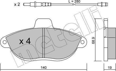 Metelli 22-0105-0 - Brake Pad Set, disc brake autospares.lv