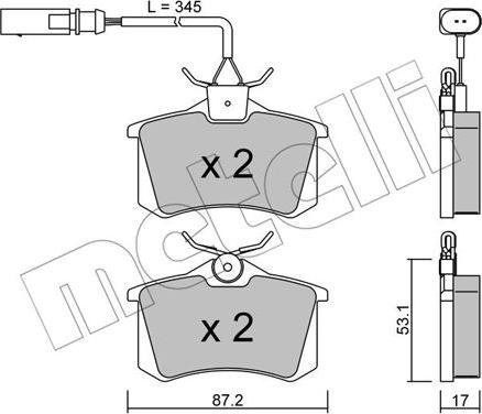 Metelli 22-0100-6 - Brake Pad Set, disc brake autospares.lv