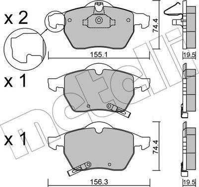 Metelli 22-0118-2 - Brake Pad Set, disc brake autospares.lv