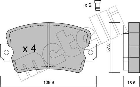 Metelli 22-0186-0 - Brake Pad Set, disc brake autospares.lv