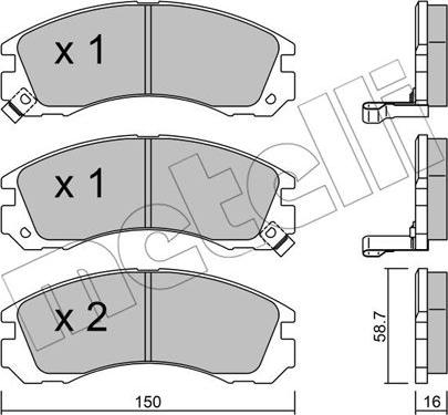 Metelli 22-0134-0 - Brake Pad Set, disc brake autospares.lv