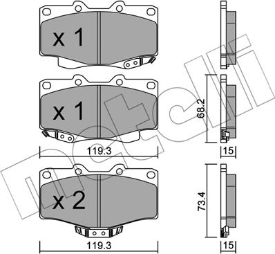 Metelli 22-0129-0 - Brake Pad Set, disc brake autospares.lv