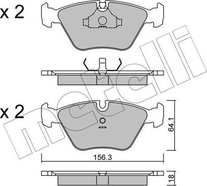 Metelli 22-0122-2 - Brake Pad Set, disc brake autospares.lv