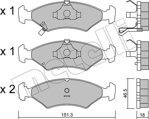 Metelli 22-0127-0 - Brake Pad Set, disc brake autospares.lv