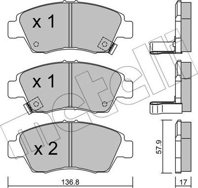 Metelli 22-0175-0 - Brake Pad Set, disc brake autospares.lv