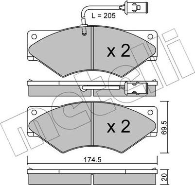 Metelli 22-0849-0 - Brake Pad Set, disc brake autospares.lv
