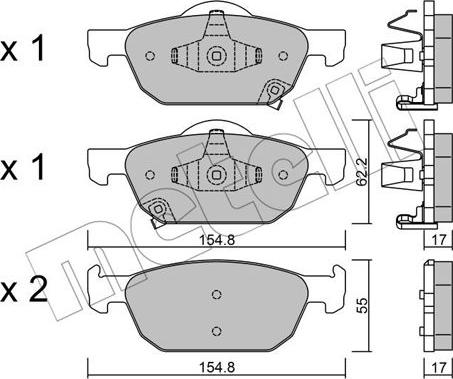 Metelli 22-0866-0 - Brake Pad Set, disc brake autospares.lv