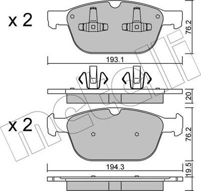 Metelli 22-0834-0 - Brake Pad Set, disc brake autospares.lv