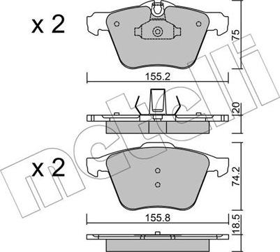 Metelli 22-0835-1 - Brake Pad Set, disc brake autospares.lv