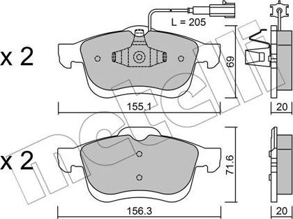 Metelli 22-0824-1 - Brake Pad Set, disc brake autospares.lv