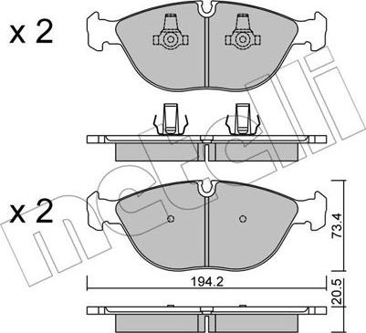 Metelli 22-0828-0 - Brake Pad Set, disc brake autospares.lv