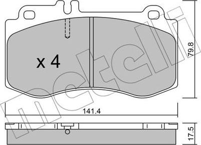 Metelli 22-0827-0 - Brake Pad Set, disc brake autospares.lv