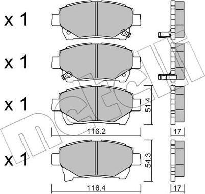 Metelli 22-0877-0 - Brake Pad Set, disc brake autospares.lv