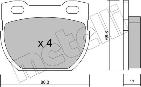 Metelli 22-0354-1 - Brake Pad Set, disc brake autospares.lv