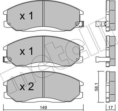 Metelli 22-0364-0 - Brake Pad Set, disc brake autospares.lv
