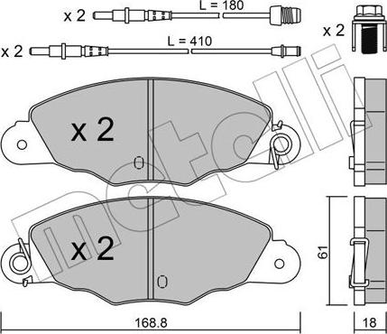 Metelli 22-0334-0 - Brake Pad Set, disc brake autospares.lv