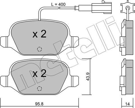 Metelli 22-0324-3 - Brake Pad Set, disc brake autospares.lv