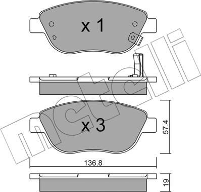 Metelli 22-0322-2 - Brake Pad Set, disc brake autospares.lv