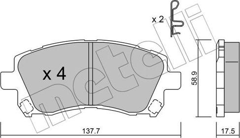 Metelli 22-0296-0 - Brake Pad Set, disc brake autospares.lv