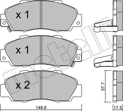 Metelli 22-0298-0 - Brake Pad Set, disc brake autospares.lv